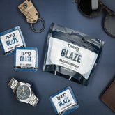 Hung Glaze snap-and-slide silicone lubricant with men's fashion accessories
